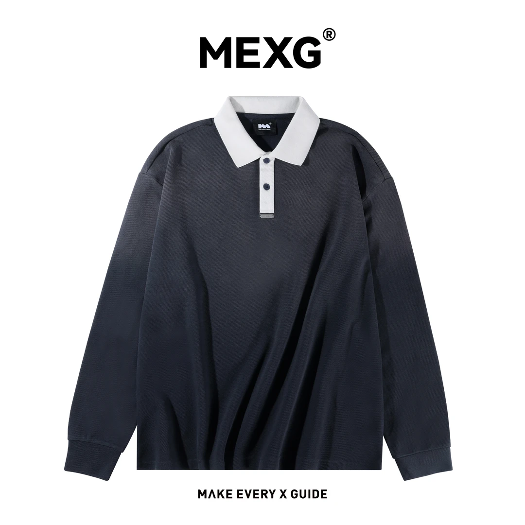 【"洗水渐变"POLO衫】MEXG！版型挺括！成稳大气！秋季简约长袖T117