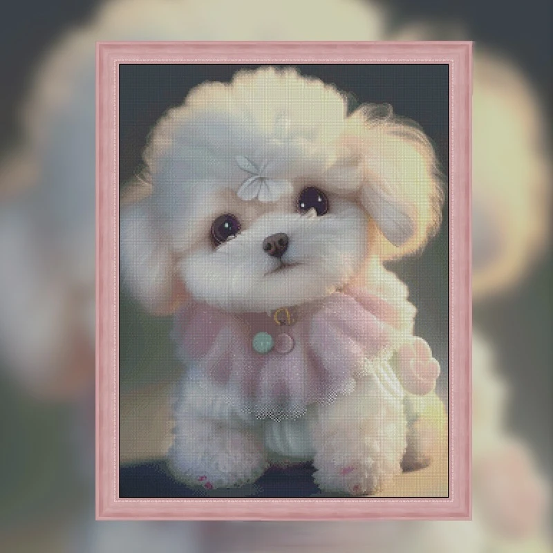 【彩丽绮】2023可爱比熊宠物十字绣印花新款现代简约风景动物