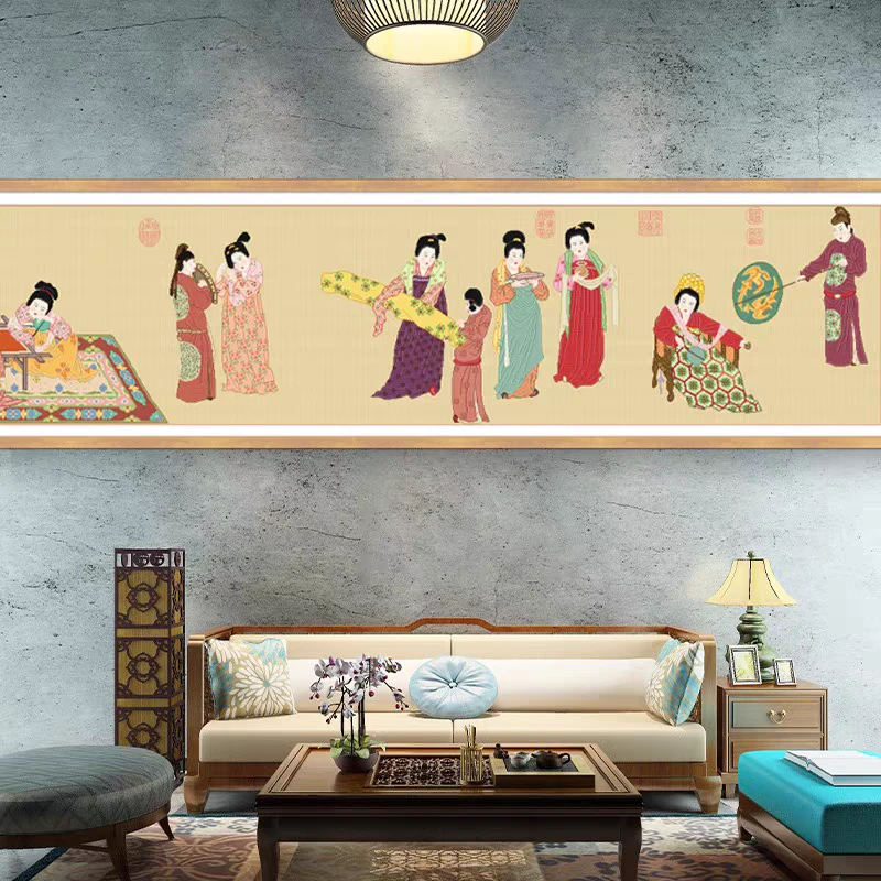 彩丽绮十字绣2023新款手工自己绣挥扇仕女图