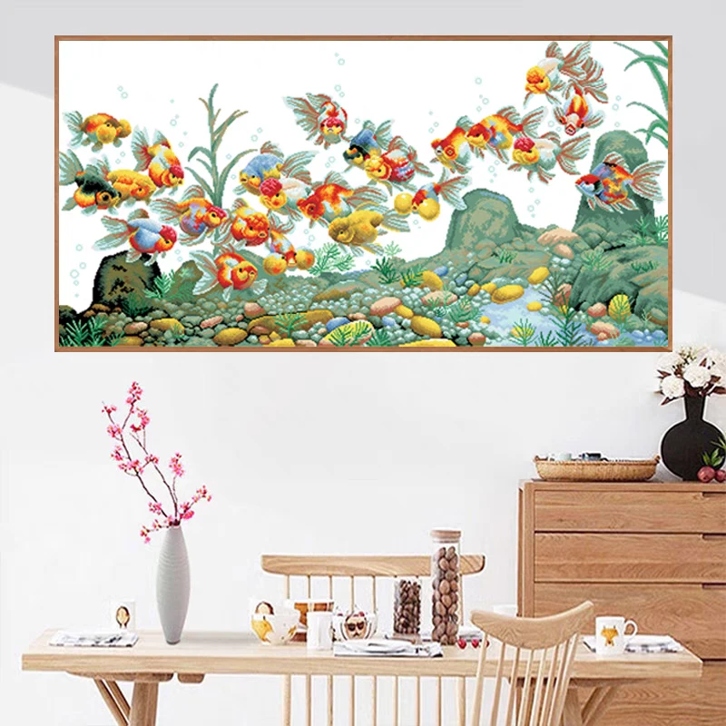 彩丽绮多彩金鱼2024新款十字绣现客厅非满绣38色非成品手工绣