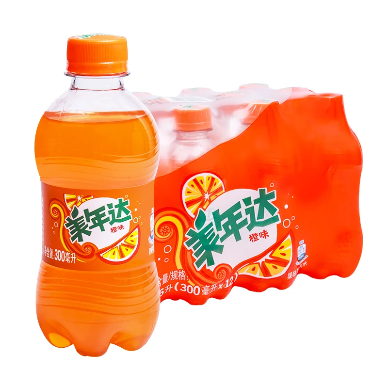 百事可乐 美年达橙味 碳酸饮料 300ml*12瓶 迷你瓶装便携批发
