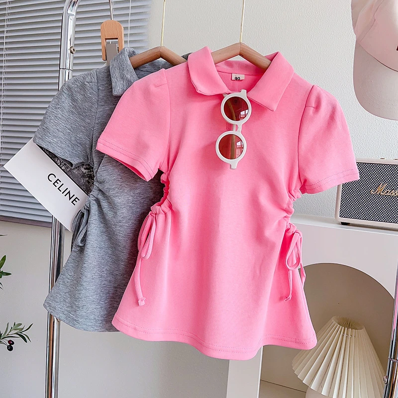 女童儿童夏季新款时尚洋气收腰修身休闲POLO裙