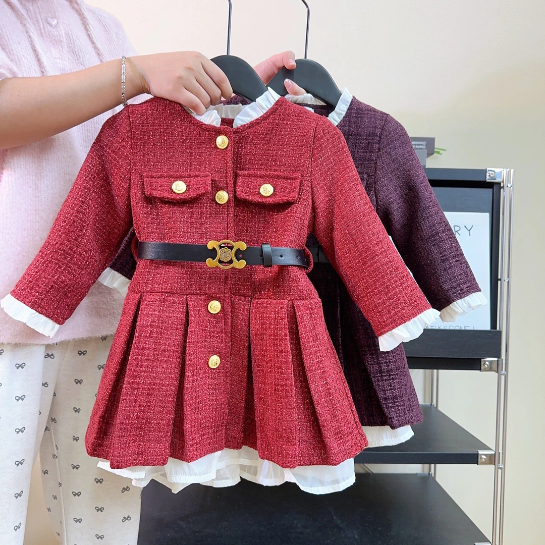 【小姐姐专属】女童小香风外套冬季新款加绒公主裙外套腰带AWA596