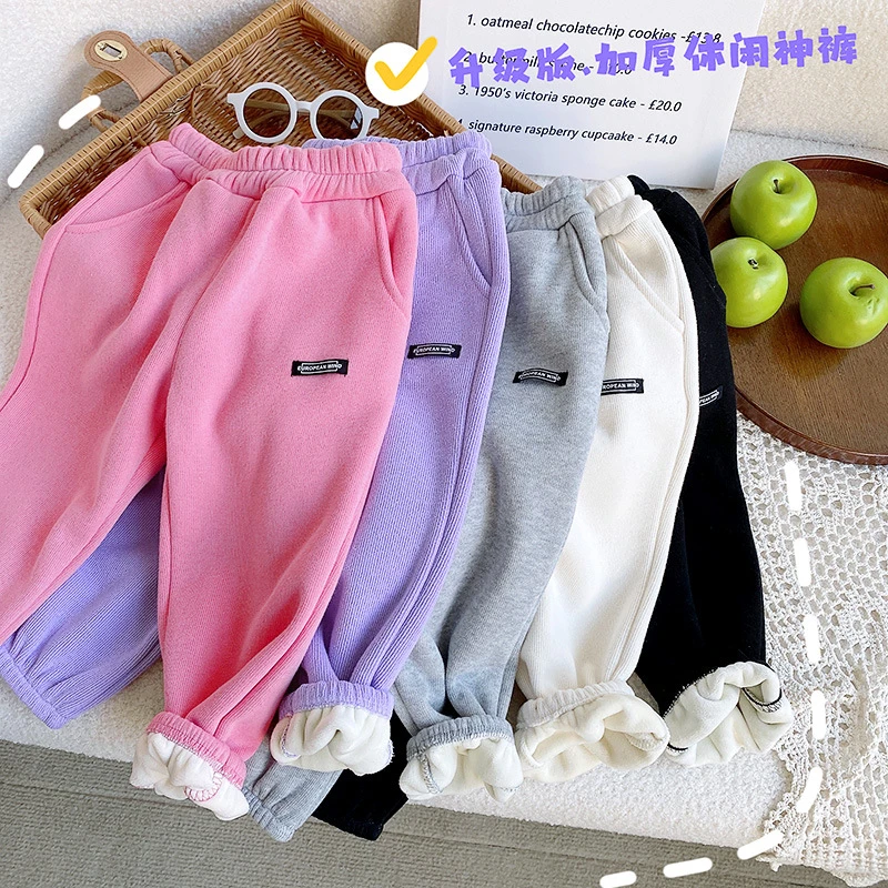 非常鱼儿 儿童裤子冬装新款女宝宝多色加绒加厚休闲裤 WE265