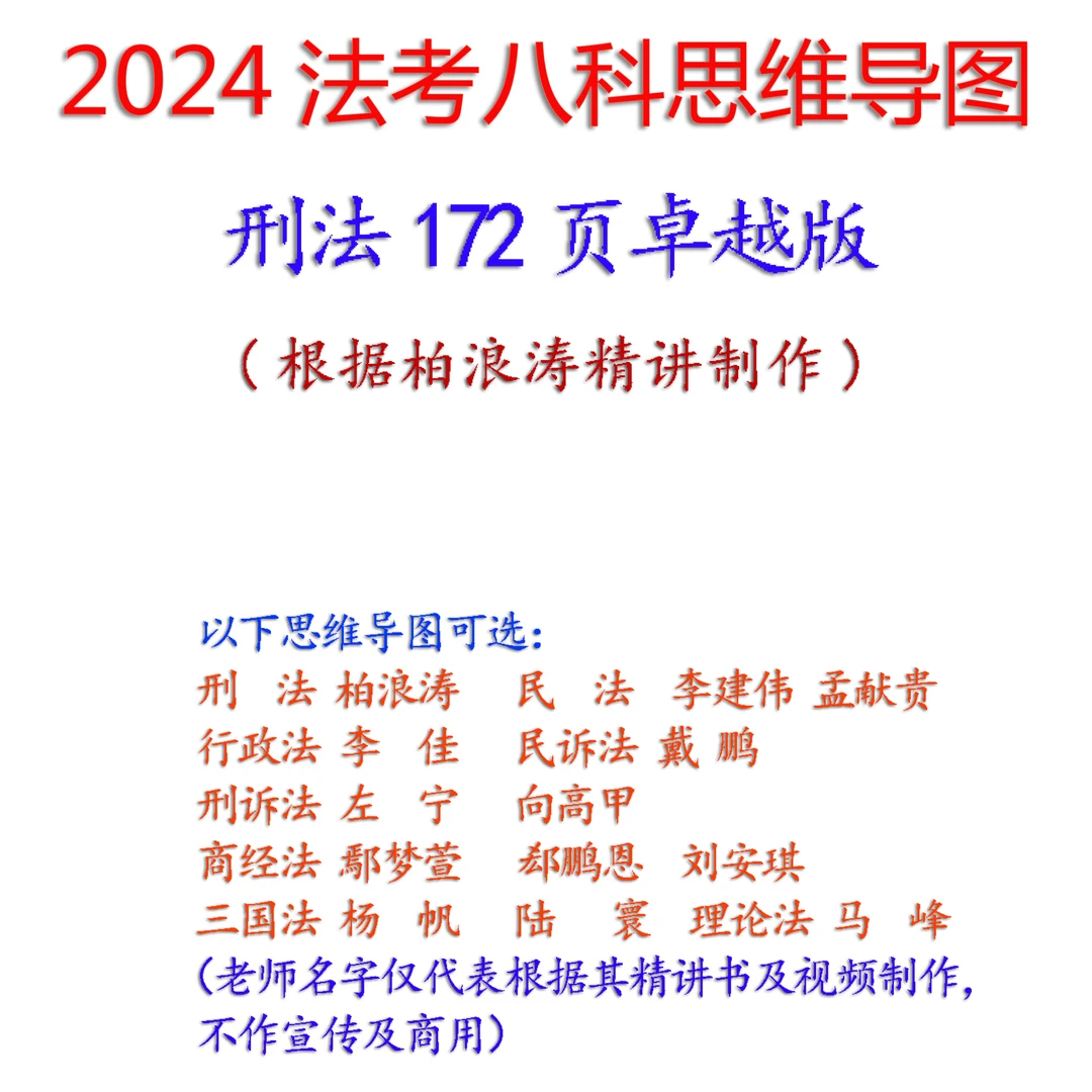 2024年法考柏浪涛孟献贵李佳戴鹏左宁刑民诉法思维导图笔记资料