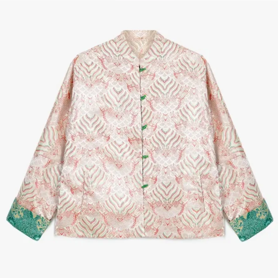 【江崖海水纹】新中式国风传统优雅双面可穿宋锦刺提花绣桑蚕丝外套