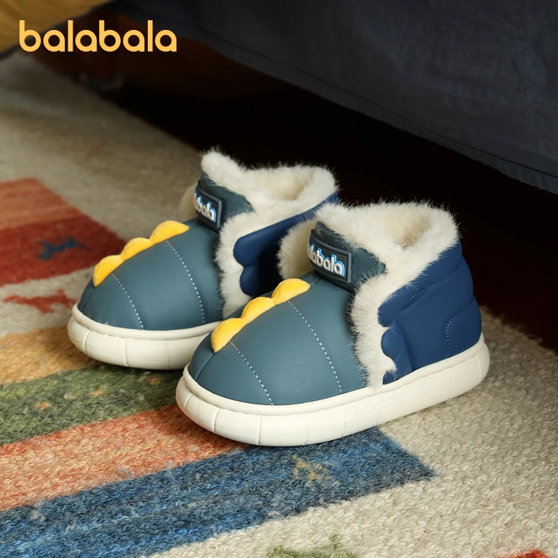 巴拉巴拉儿童棉鞋男童冬季宝宝室内包跟防水保暖恐龙小男孩雪地靴