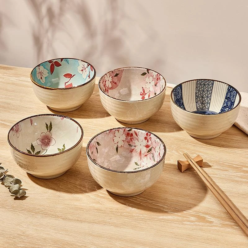 墨色日式个人专用吃饭碗陶瓷家用 5寸高颜值米饭碗特别好看的小碗