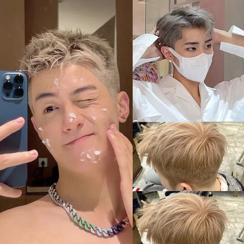 蓝朵纷彩男士染发剂膏2022流行颜色奶奶灰烟灰色米白金亚麻色显