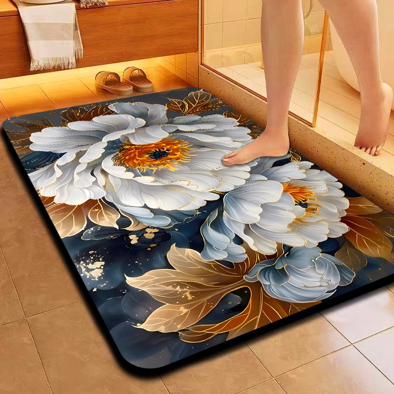 硅藻泥5D立体吸水防滑脚垫家用卧室卫生间洗手台浴室入户门垫门厅