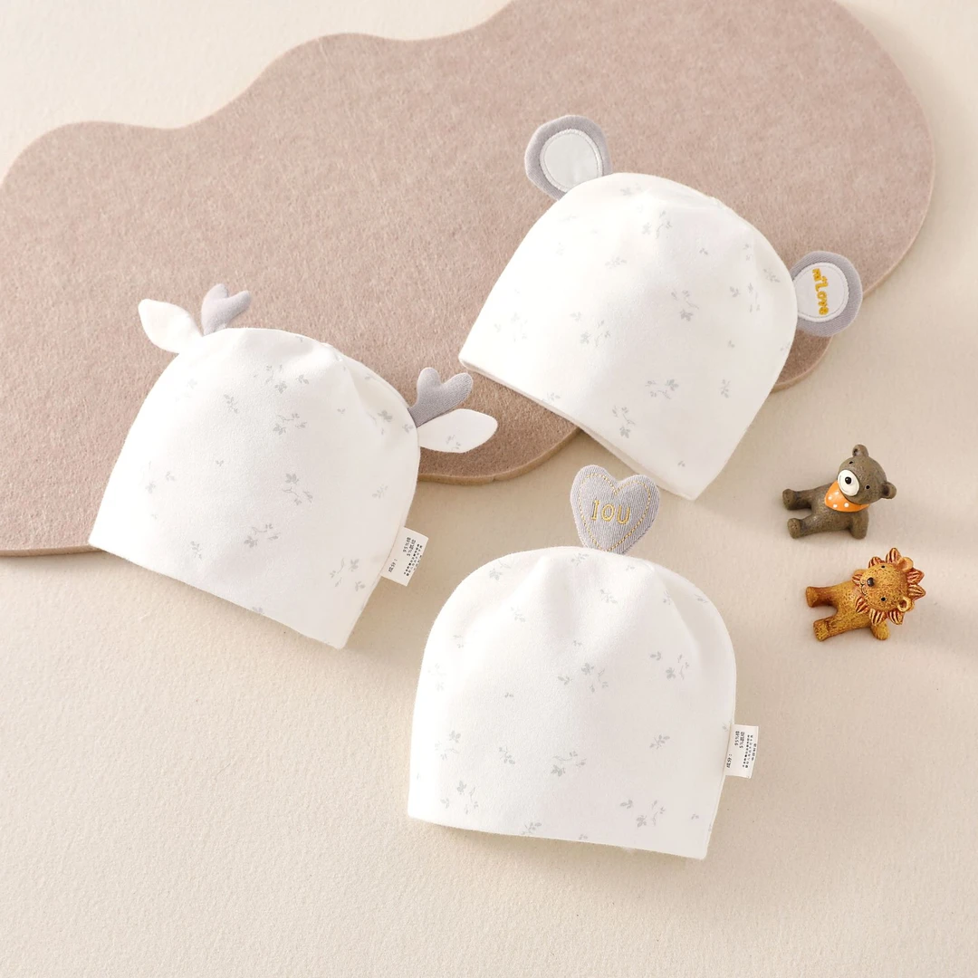 新款韩版婴幼儿宝宝胎帽双层无骨0-3个月初生护卤帽秋冬新款胎帽