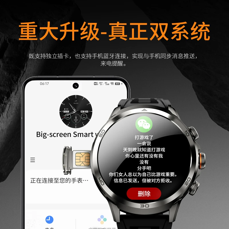 H19成人智能电话手表高清大屏插卡独立通话微信支付宝导航防水