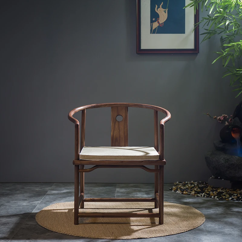 黑胡桃木小尺寸轻奢公认舒服适合家用民宿酒店会所厂家直销圈椅