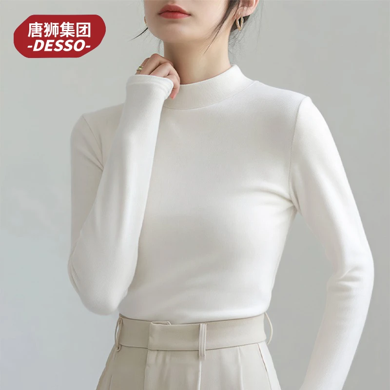 唐狮集团DESSO双面绒打底衫女2025新款秋冬季内搭半高领厚上衣