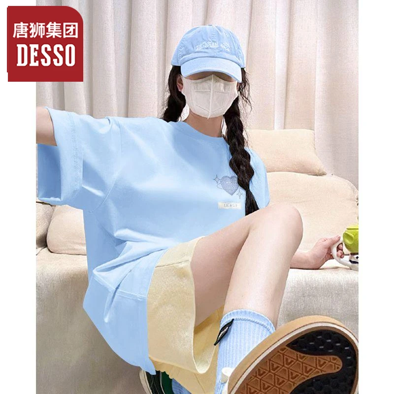 唐狮集团desso宽松显瘦套装2025夏季新款短袖t恤休闲运动百搭短裤