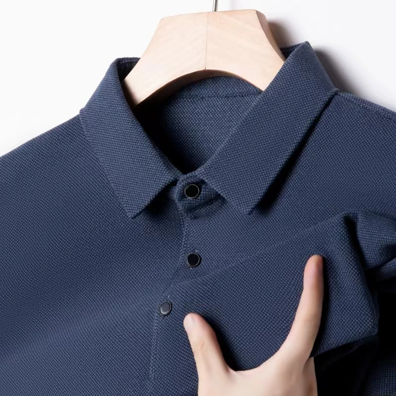 【双面德绒】男士秋款纯色长袖T恤男装翻领中年时尚商务休闲Polo衫