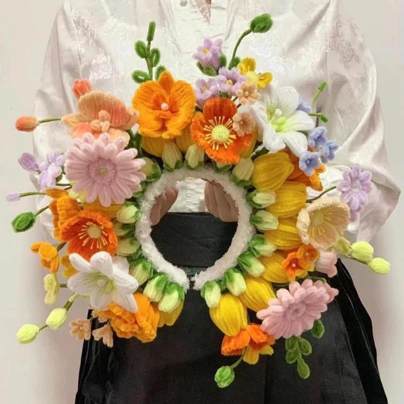 扭扭棒手工diy簪花材料包寻埔女发簪发箍花束成品送朋友礼物S655