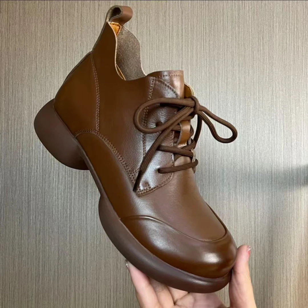 【头层牛皮】秋冬复古圆头马丁靴保暖加绒短靴休闲百搭英伦风靴子