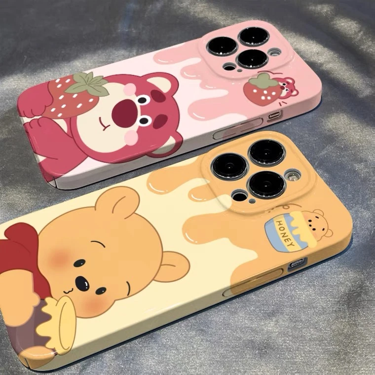 ins卡通草莓熊iphone13苹果14promax菲林壳11/12硬壳XS情侣xr 8p