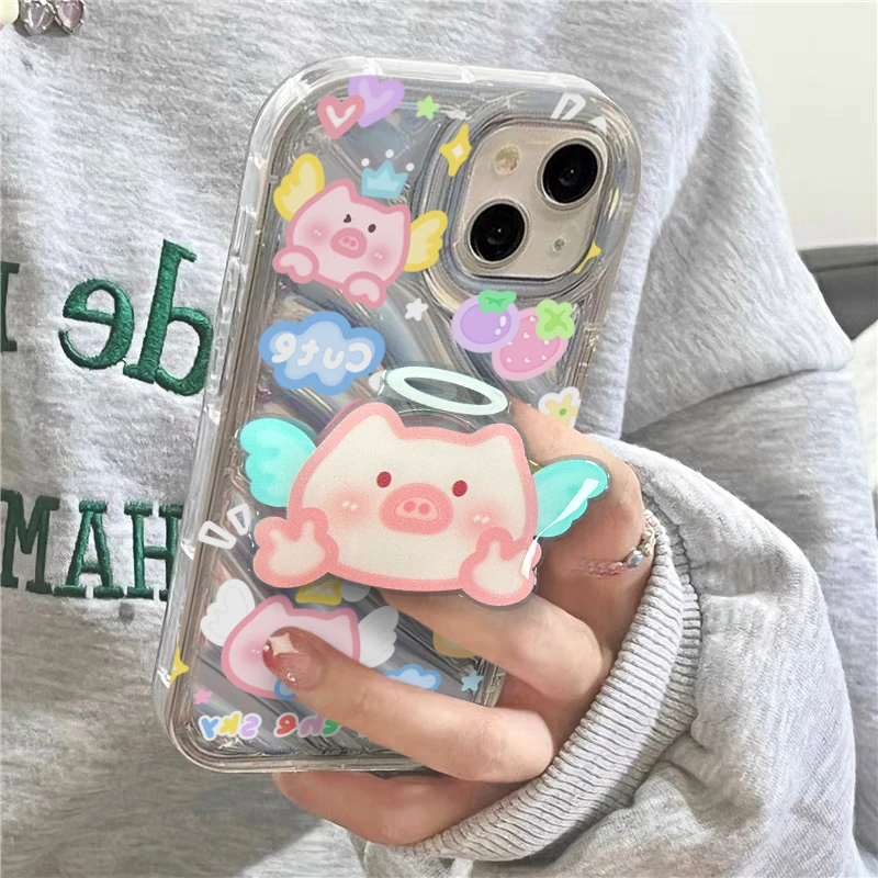 【这家壳】可爱猪猪支架iPhone13Promax苹果14手机壳12/11软XR/8P女