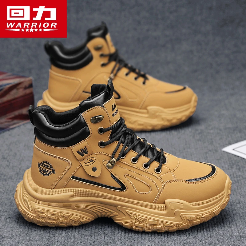 回力男鞋春季百搭户外运动休闲马丁靴子男款厚底增高帮工装靴K200