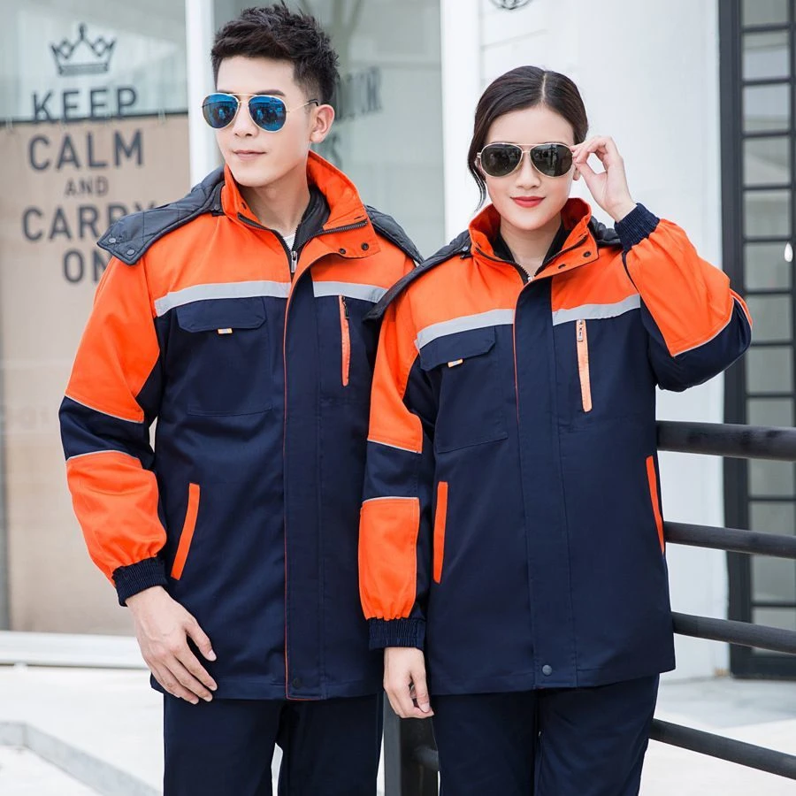 工作服棉衣男加厚加绒劳保服批发工装上衣棉服防寒保暖棉袄可拆卸