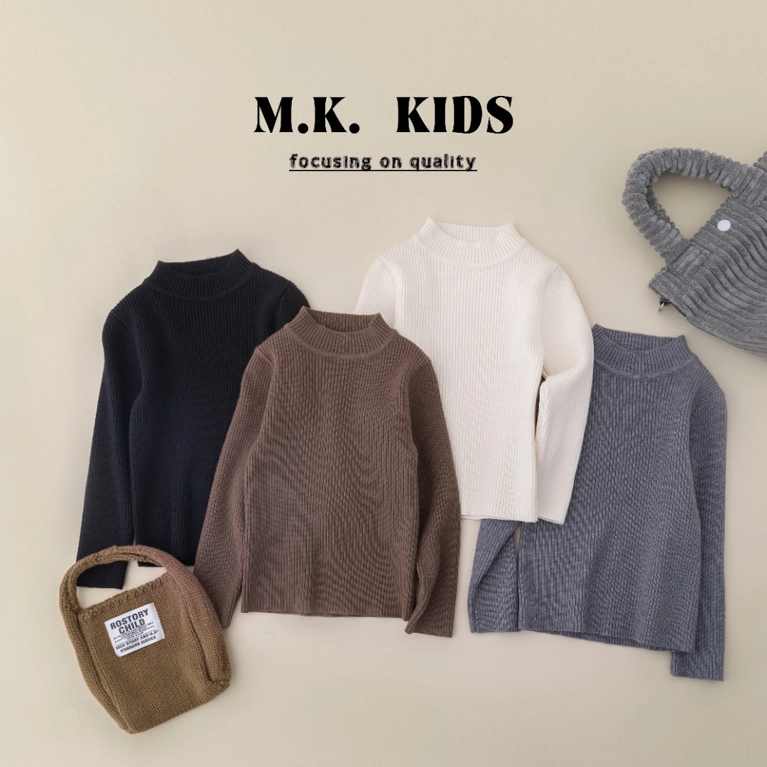 MK品牌【必须选我】儿童秋冬针织坑条中领套头打底毛衣QV60153