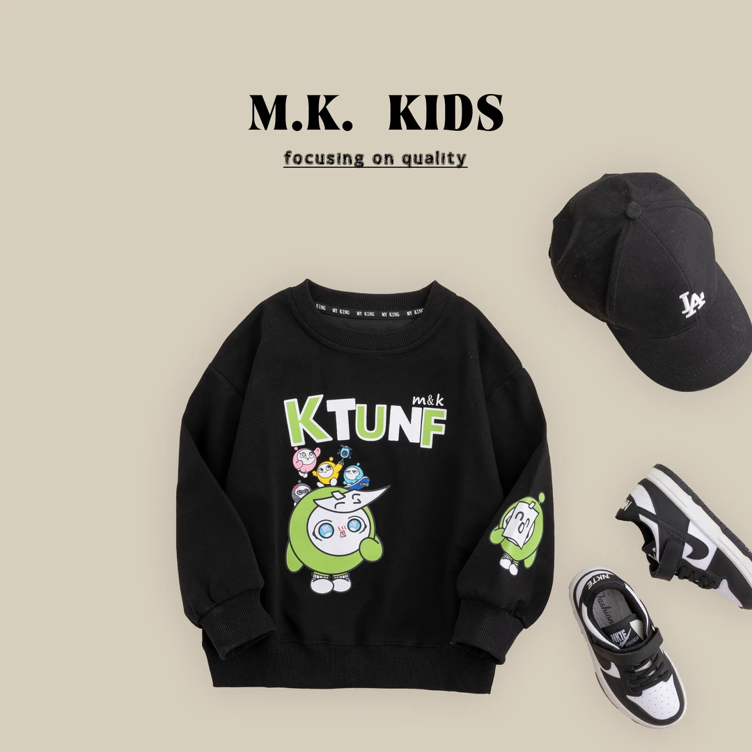 现货儿童卫衣2024新款秋装男童春秋上衣圆领潮流 QA9015 华子童装