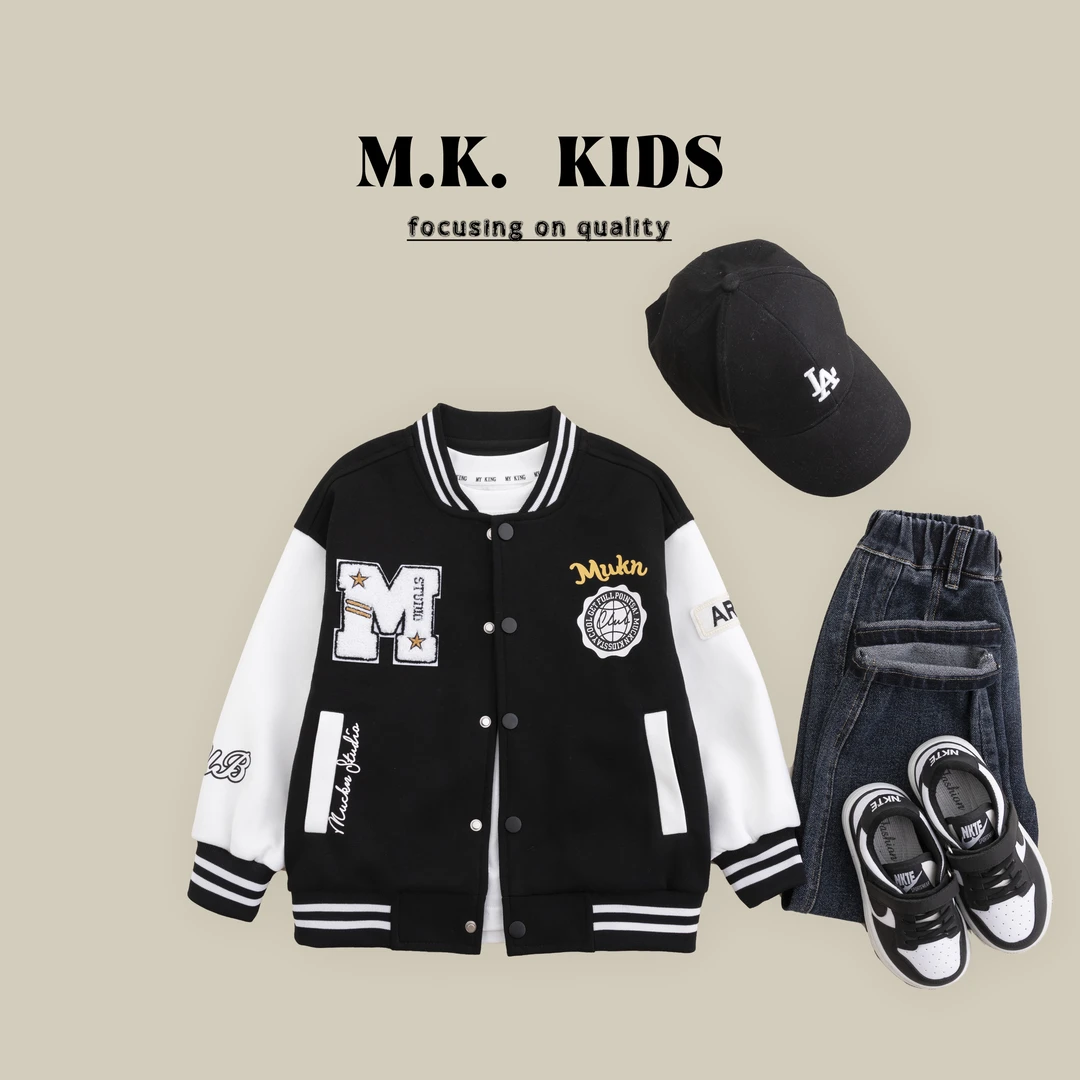 现货儿童棒球服外套2024秋装新款男童中大童夹克QK9154华子童装