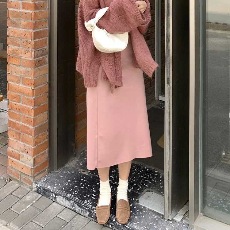 衣嘉小铺后开叉毛呢半身裙 2023-显瘦半身裙休闲半身裙