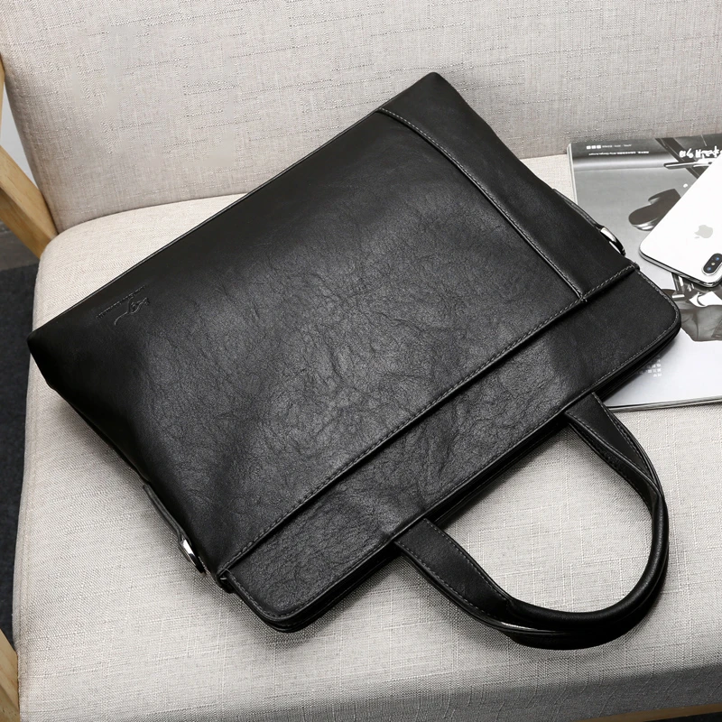 真皮公文包新款手提包男男士商务大容量休闲横款斜挎包软皮电脑包