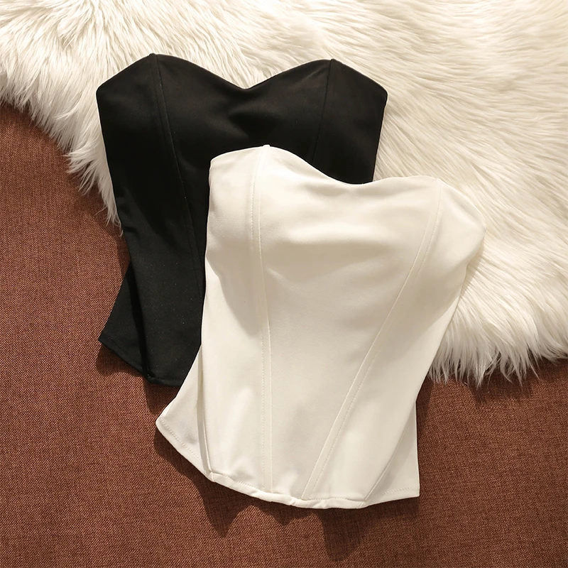 高级感鱼骨内搭打底吊带背心女性感辣妹风抹胸美背一字肩上衣外穿