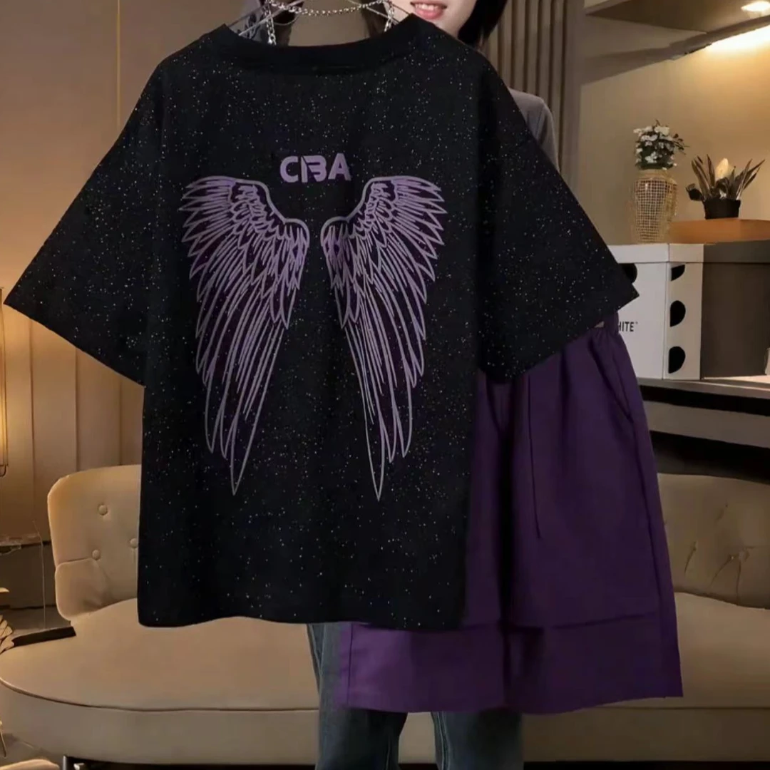 男童套装2025夏季新款炸街休闲中大童时髦撒银男孩酷帅短袖套装潮