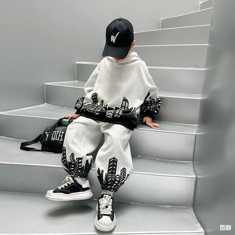 男童秋装运动连帽卫衣洋气2025新款中大儿童装男孩秋季酷帅衣服潮