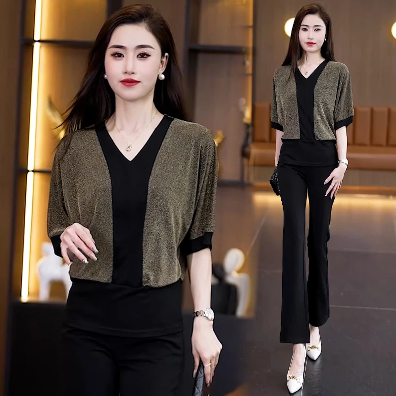 柔蜜恋人夏季 洋气衣服女独特漂亮小衫显瘦遮肉拼接时尚百搭上衣