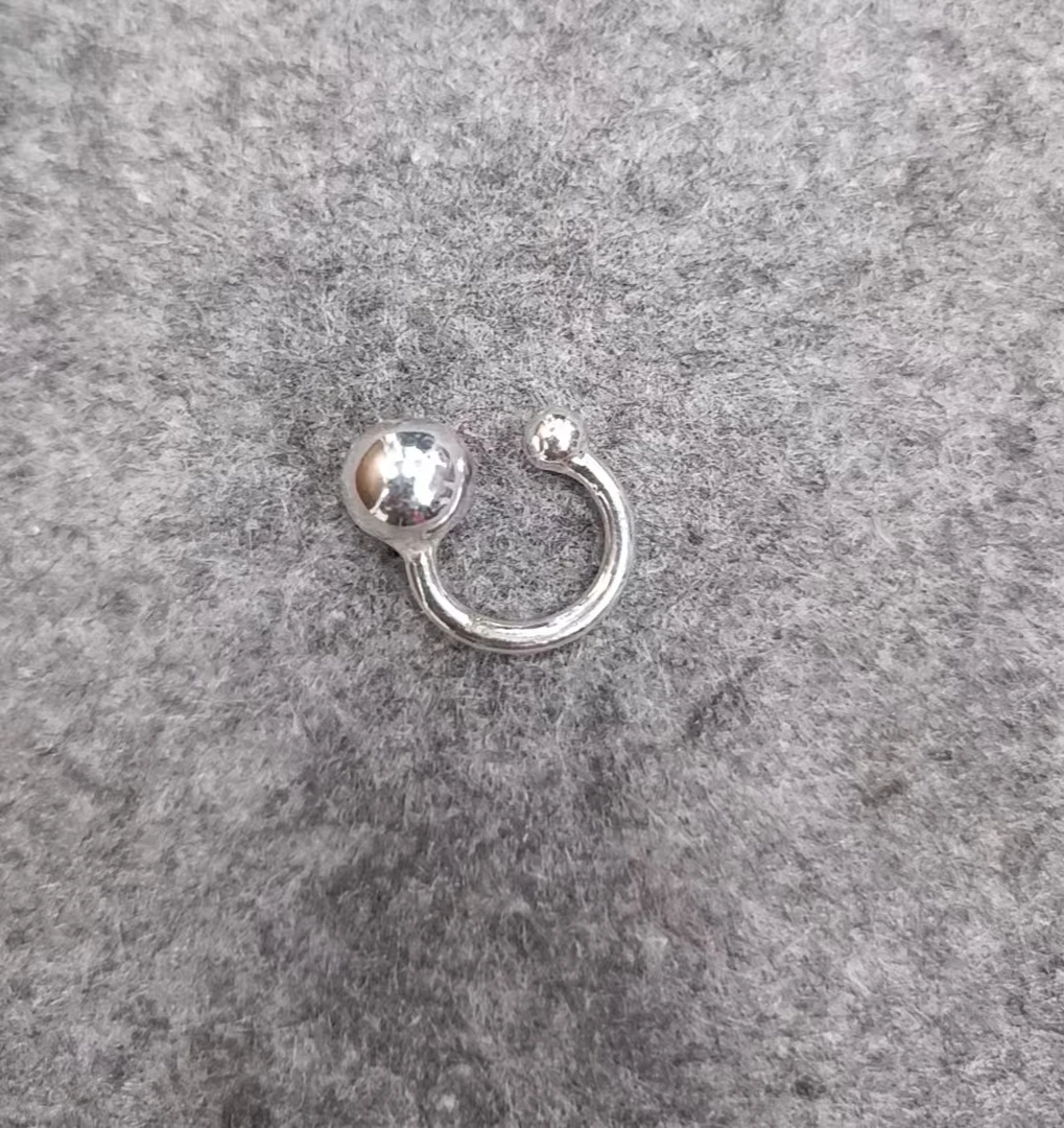 足银耳饰  1105-003（单只）光球耳骨夹 手工时尚耳饰  个性小众款