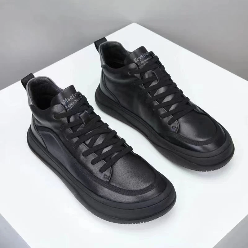 鞋子男款冬季加绒运动休闲皮鞋2025新款真皮百搭板鞋厚底潮牌棉鞋