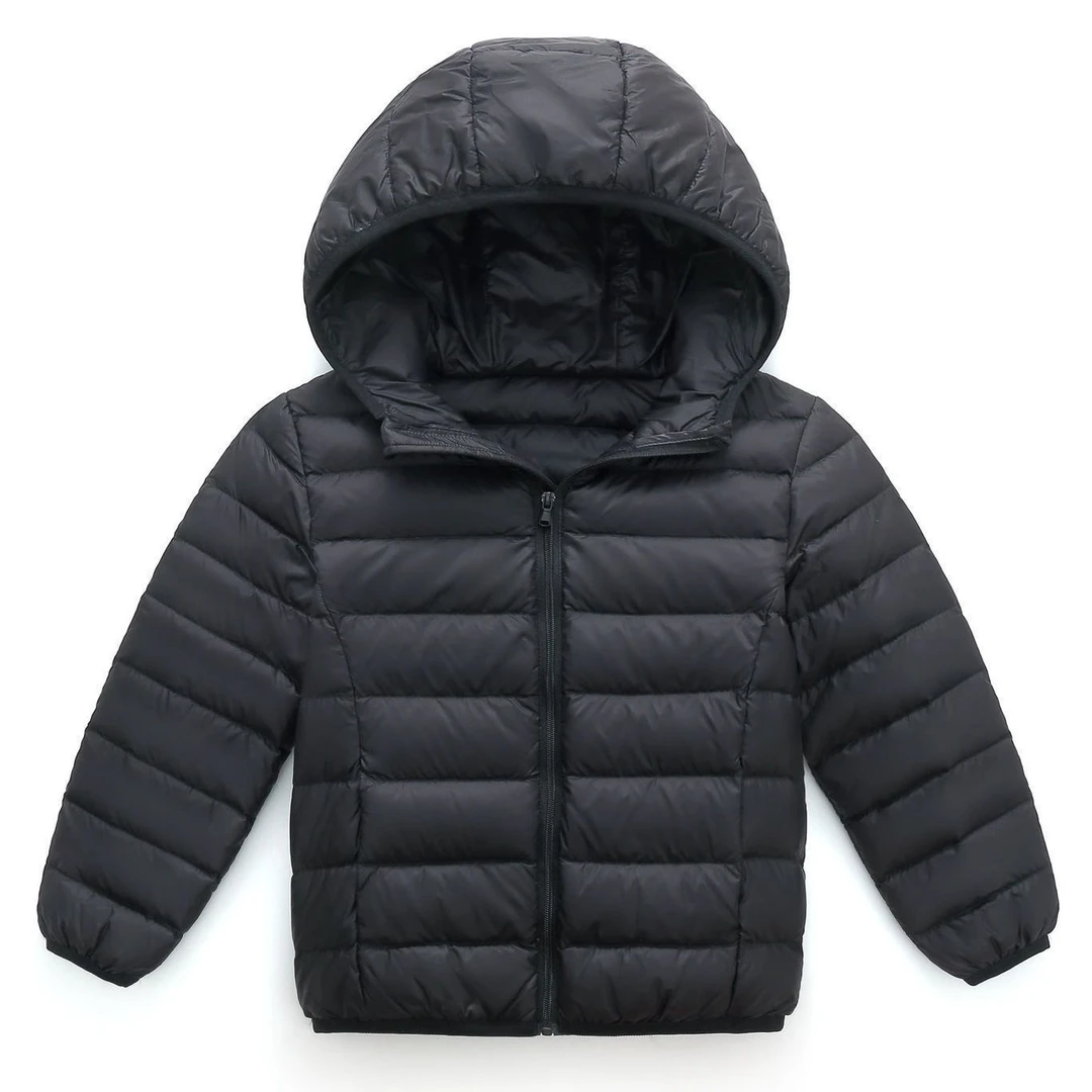 白鸭绒儿童羽绒服轻便薄款童装男童女童中大童连帽秋冬小孩短外yy
