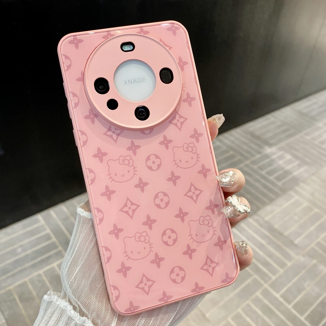 【苹果/华为/oppo/vivo/小米】粉色凯蒂适用mate60肤感玻璃手机壳