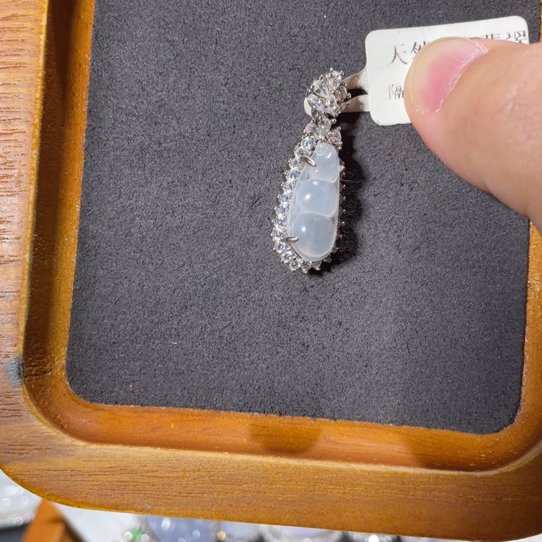 翡翠吊坠(不含链)银S925镶嵌晓**吖吊坠