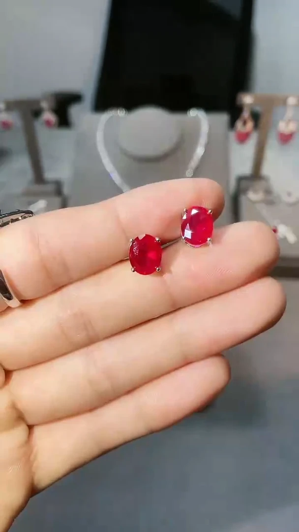 【闪购商品】红宝石耳饰未镶嵌裸镶耳钉60