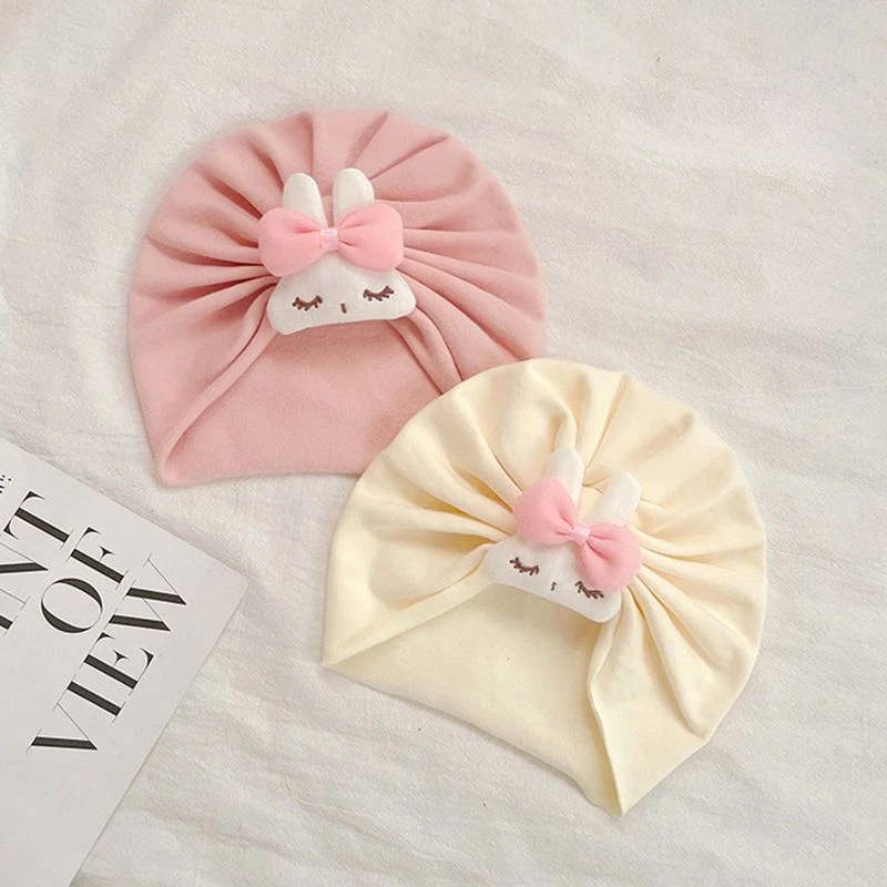 婴儿帽子秋冬棉质婴幼儿胎帽可爱兔子女宝宝印度帽新生儿护囟门帽