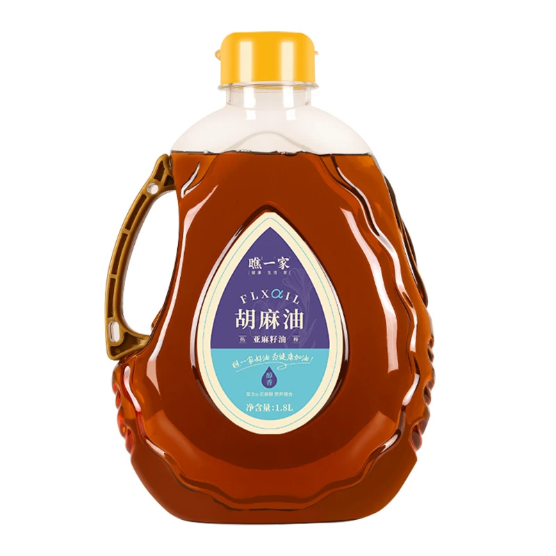 瞧一家熟亚麻籽油纯香宁夏胡麻油物理压榨1.8L3.6斤装家庭食用油