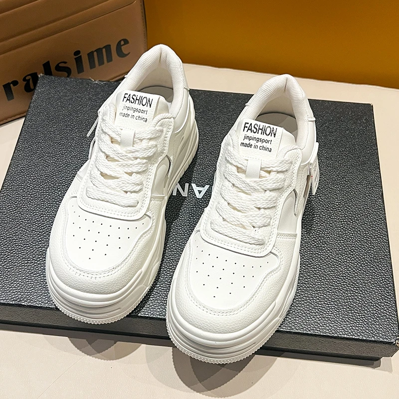 小个子厚底增高小白鞋女2023年冬季加绒老爹鞋百搭运动休闲鞋