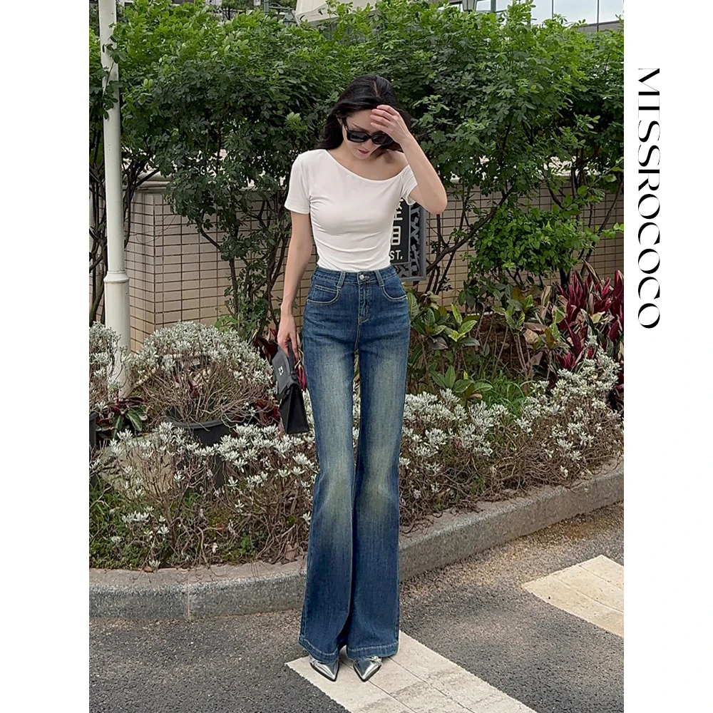missrococo/洛可可小姐高级设计感微喇不贴腿气质辣妹喇叭牛仔裤