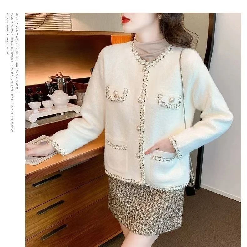 2168-DY9现货小香风时尚百搭双面绒气质外套韩版宽松外套开衫