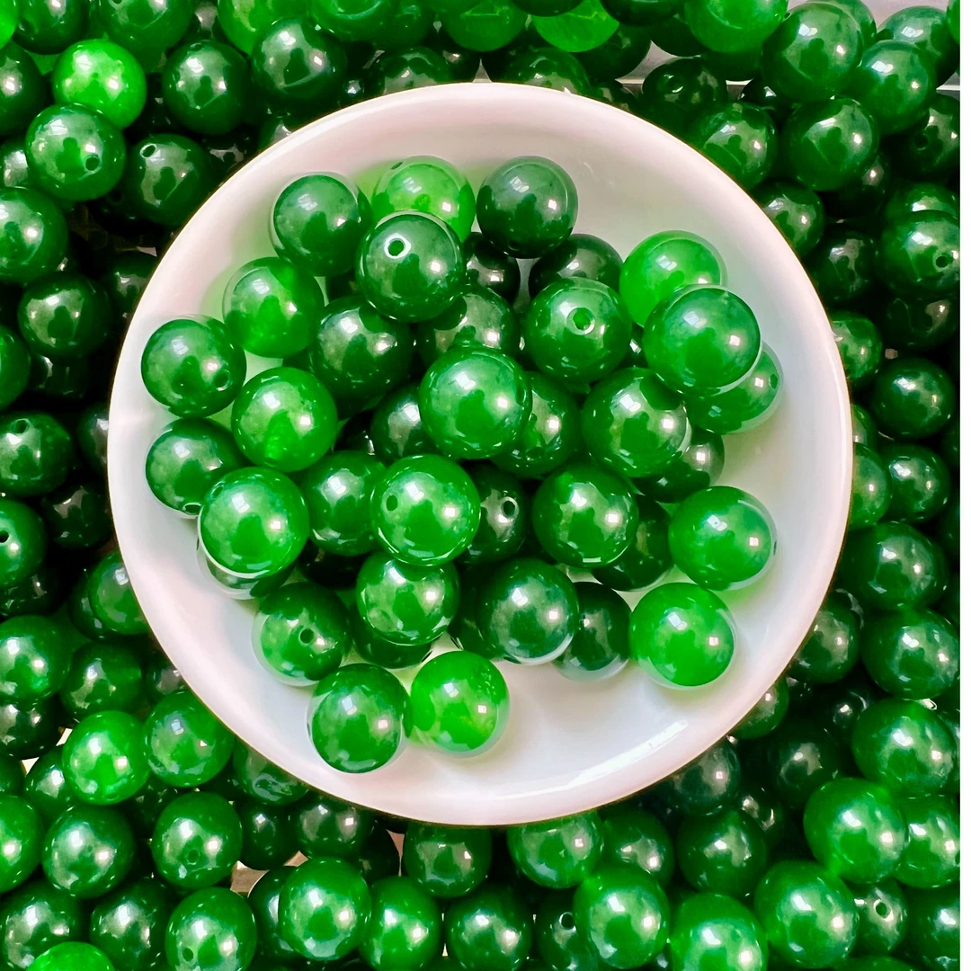 散珠天然A货 冰阳绿 13mm+20颗 LX001（赠弹力绳）