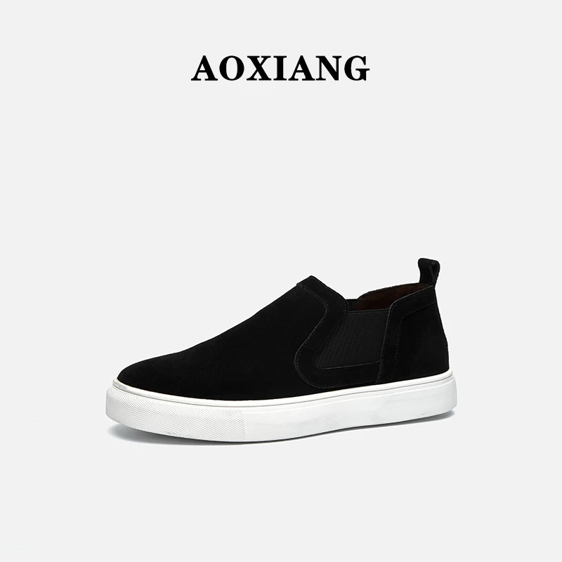 奥象男鞋2025春季新款黑色板鞋男一脚蹬帆布鞋懒人套脚软底防滑