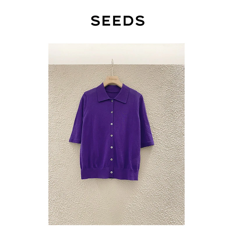 【经典延续】SEEDS STUDIO 早秋轻薄款五分袖polo领羊毛衫Z110895