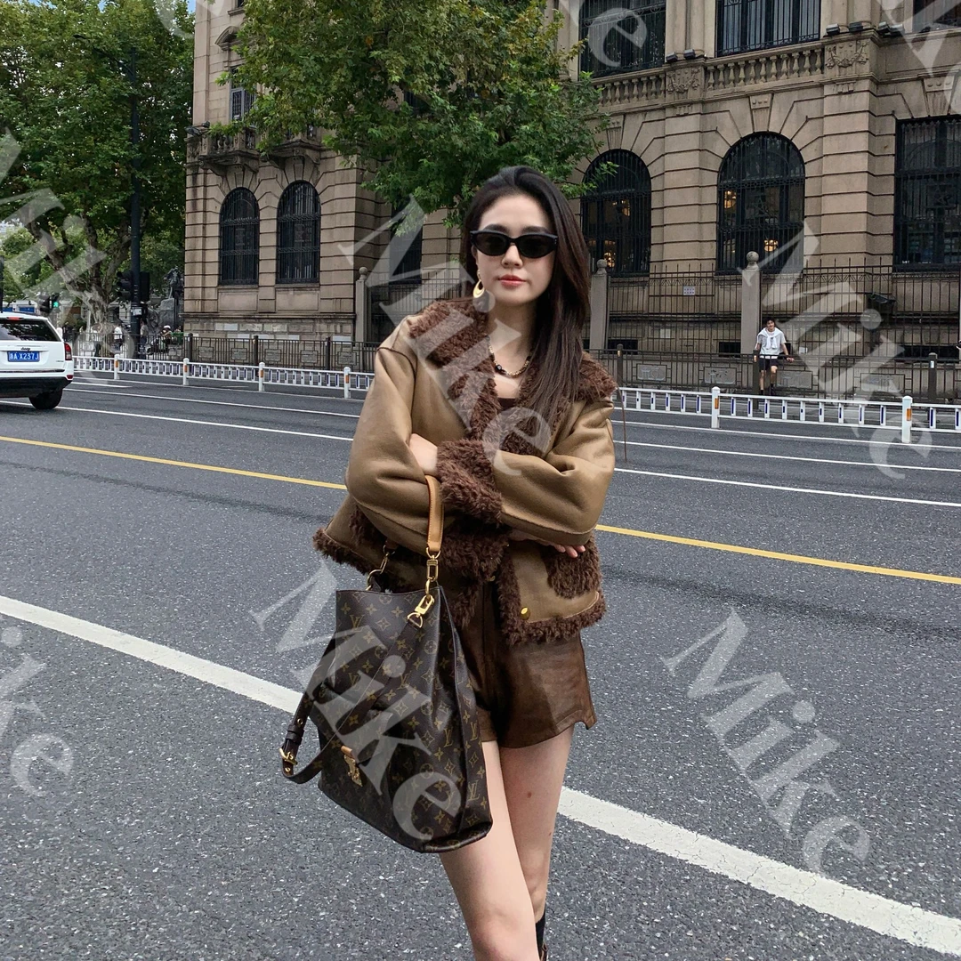 Mike2024轻奢定制双面穿皮毛一体时尚气质女短款外套#7782